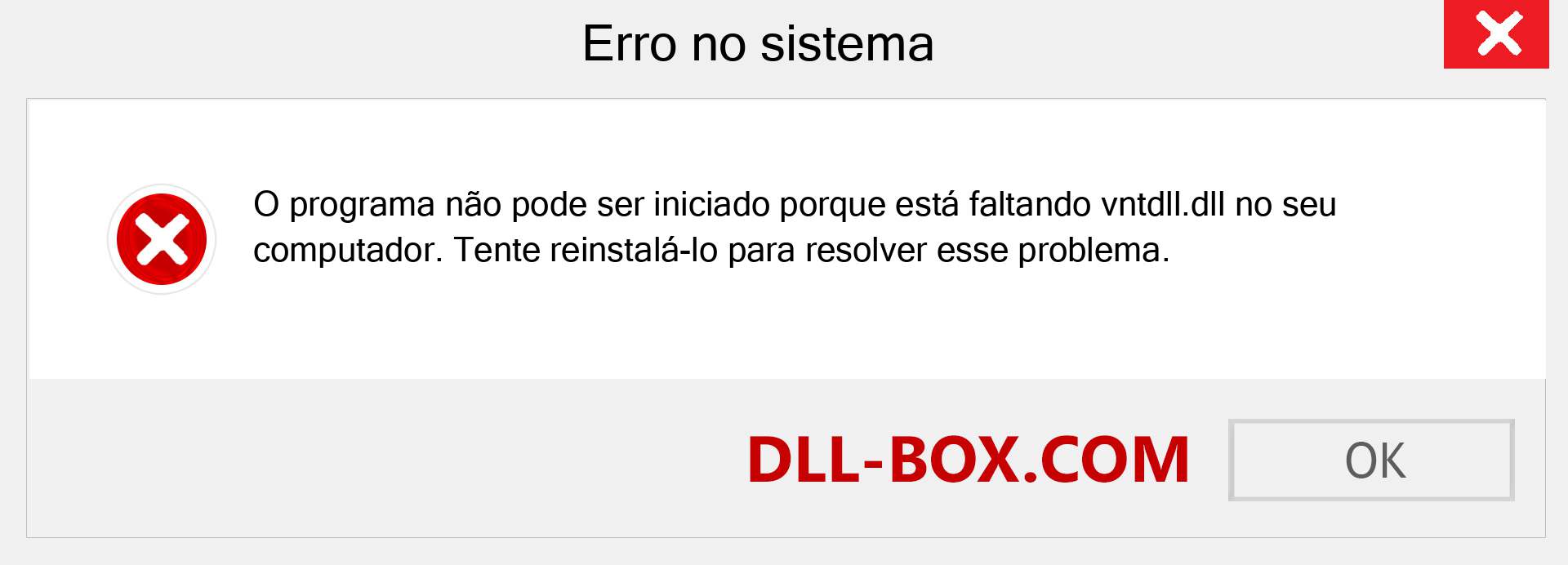 Arquivo vntdll.dll ausente ?. Download para Windows 7, 8, 10 - Correção de erro ausente vntdll dll no Windows, fotos, imagens